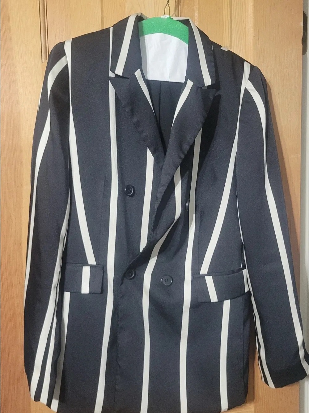 Men's Black & White Vertical Stripe Blazer